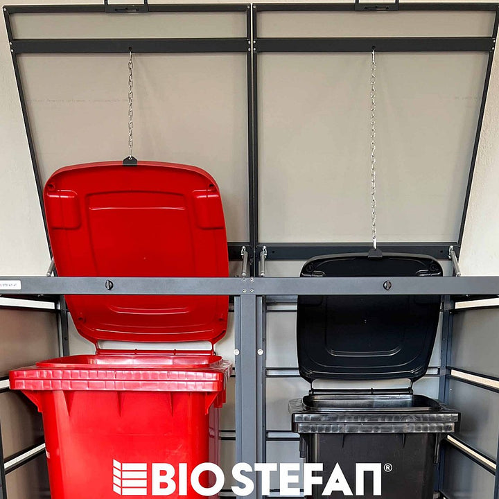 Mülltonnenbox Kette Anthrazit 2er BIO Stefan Farbe Anthrazit mit Deckel