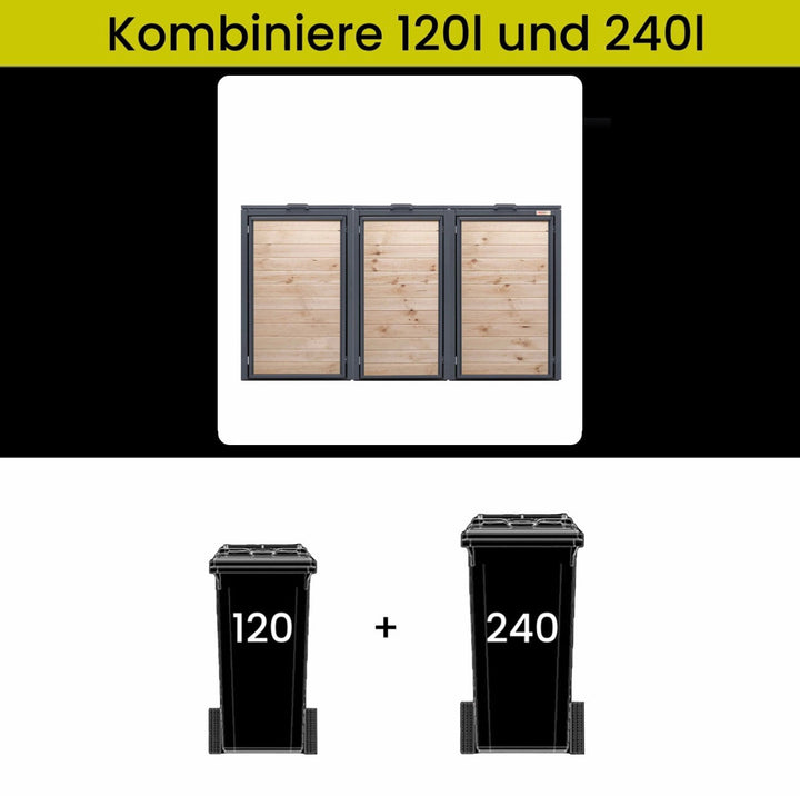 Kombination 120 und 240l Mülltonnen mit Holzmichl